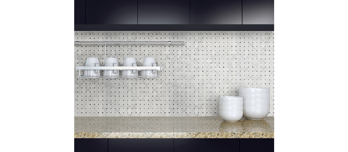 CARRARA WHITE BASKETWEAVE PATTERN HONED